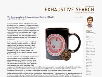 screenshot of Matt Blaze's Exhaustive Search