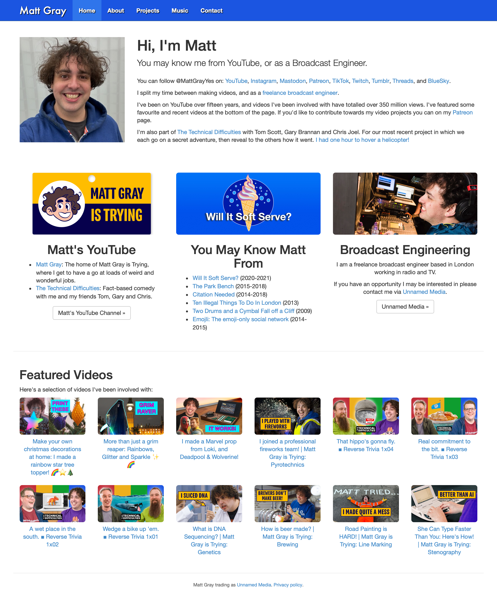 screenshot of Matt Gray