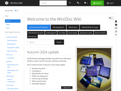 screenshot of MiniDisc Wiki
