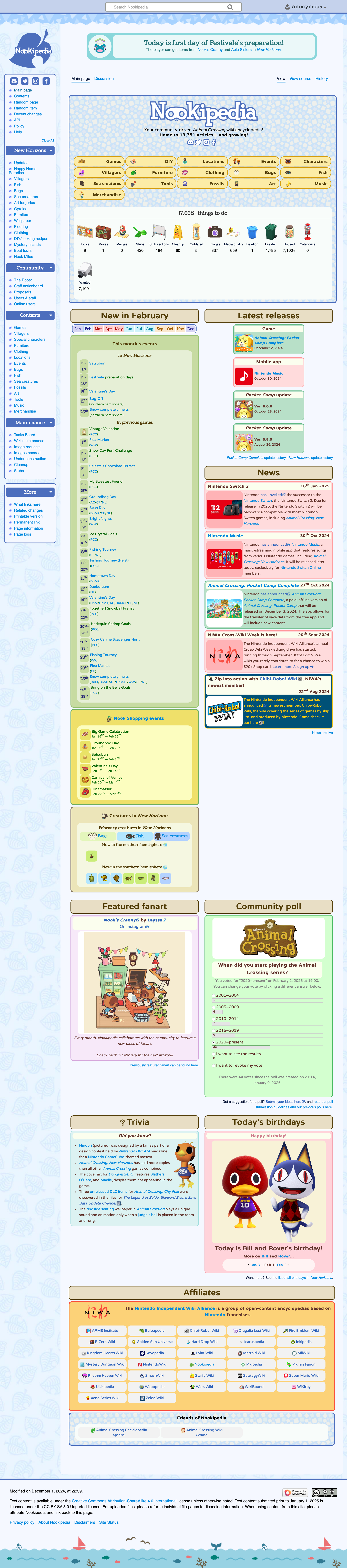 screenshot of Nookipedia