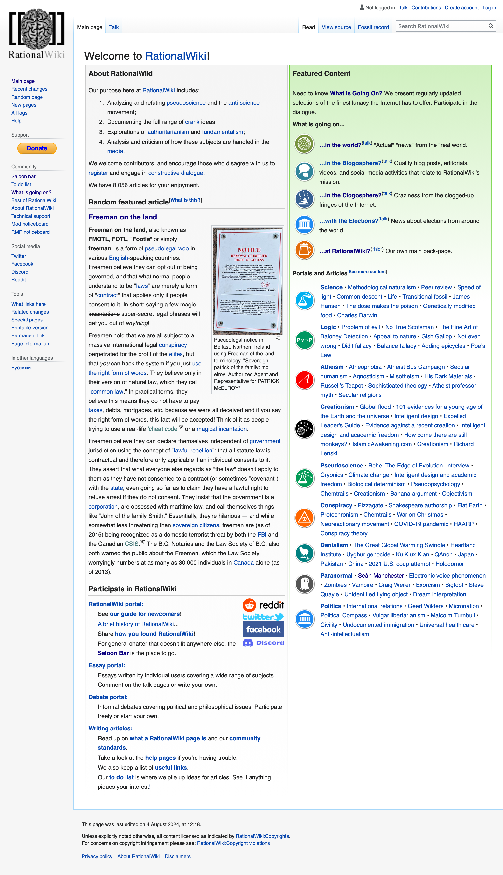 screenshot of RationalWiki