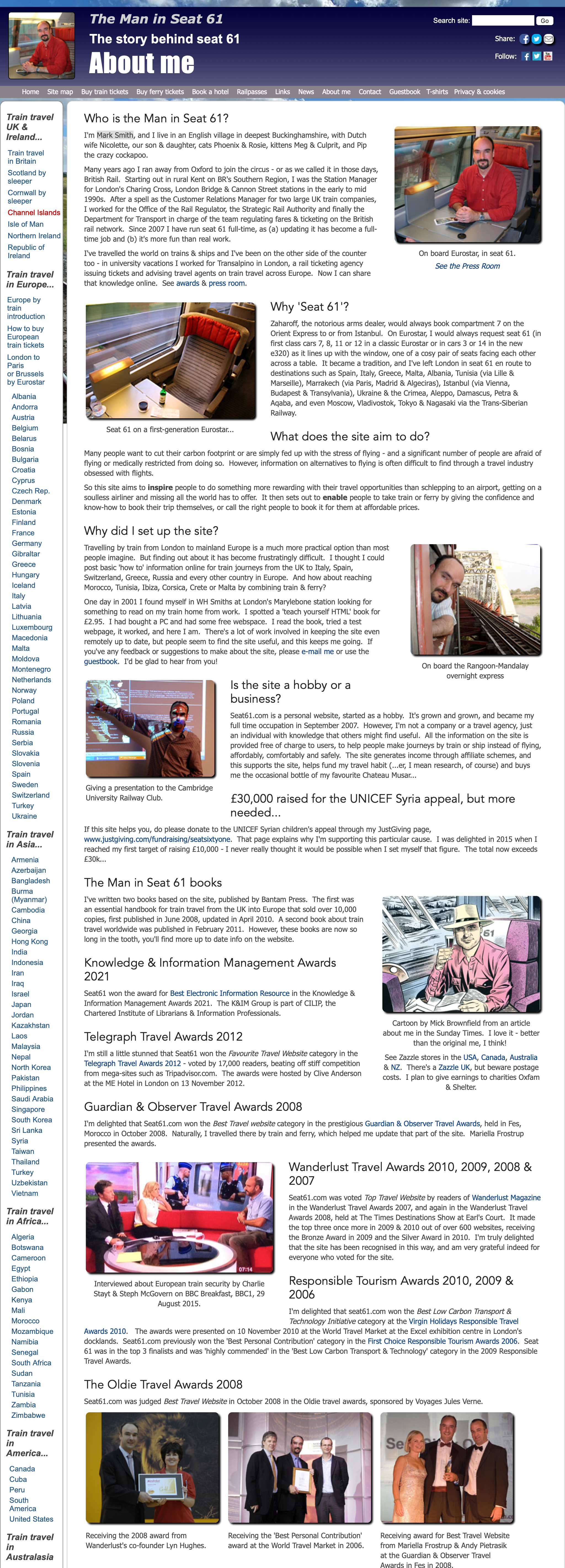 screenshot of The Man in Seat 61