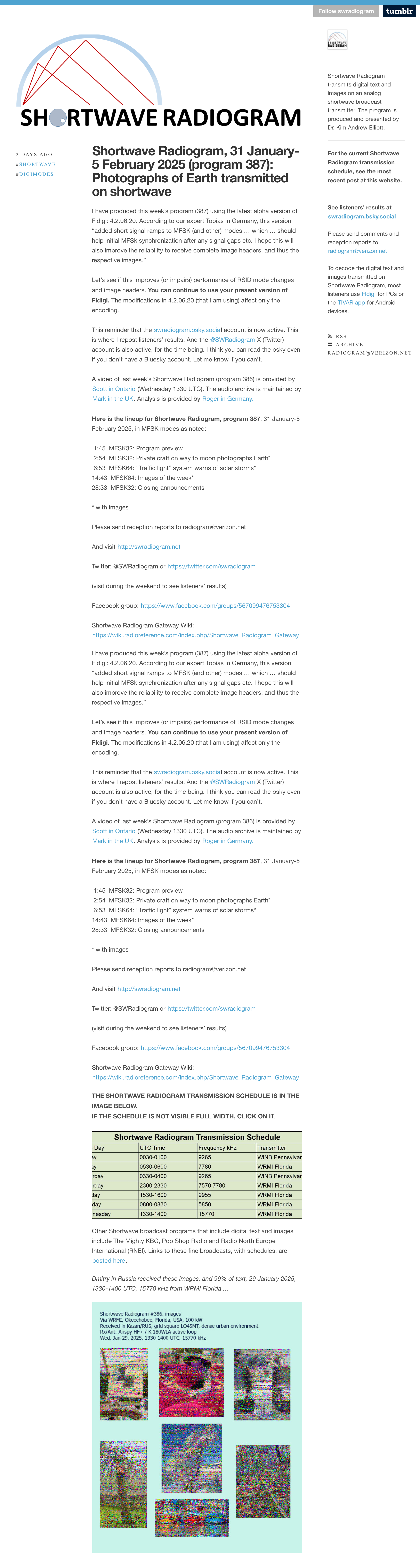 screenshot of Shortwave Radiogramm