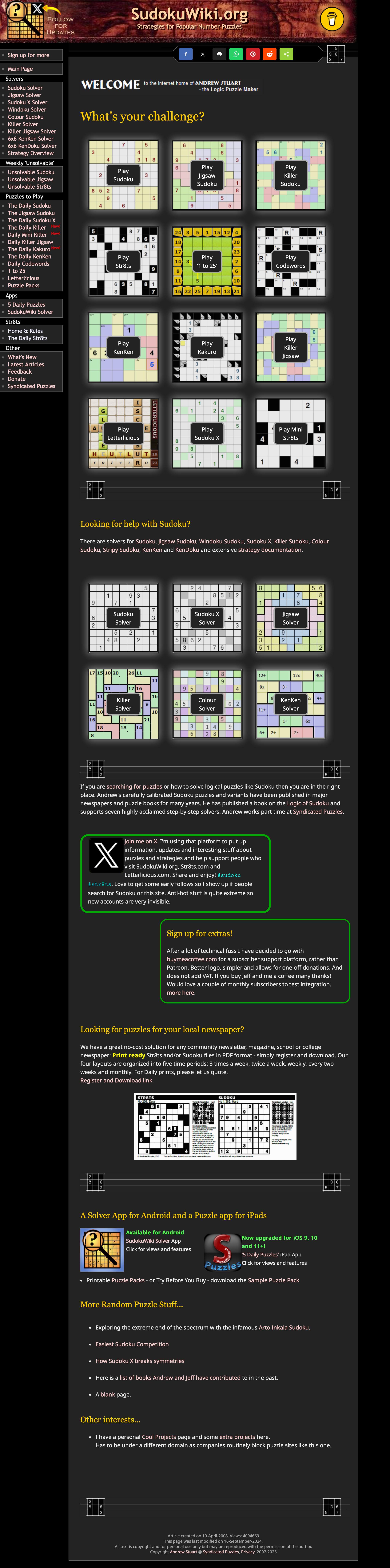 screenshot of SudokuWiki